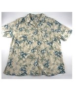 Pendleton 100% Silk Shirt Mens 1x Cream Blue Hawaiian Print Button Down Aloha - $42.66