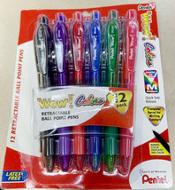 NEW Pentel 12-pk WOW! Retractable 1.0mm Ballpoint Pens Assorted Ink BK44... - £9.29 GBP