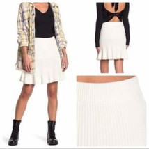 Free People Mini Skirt Cream Size S Knit A-Line Ribbed Stretch Ruffle He... - £27.39 GBP