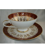 PMR Bavaria JAEGER &amp; CO. Germany Burgundy/Gold Leaf Porcelain Tea Cup &amp; ... - $9.70