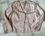 BANANA REPUBLIC Denim Moto Jacket Pink pearl Size Large Cropped Long Sleeve - $46.39