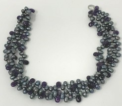 Gray Peacock Baroque Freshwater Pearl Amethyst 19&quot; Necklace 178 Grams TW 21-2711 - £114.48 GBP