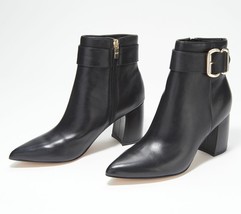 Marc Fisher Leather Buckle Ankle Boots - Rymona in Black Leather 8 1/2M - £84.96 GBP