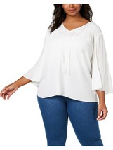 NY Collection Women&#39;s Plus Size Pleated Bell Sleeve Top White Size 1X - £12.60 GBP