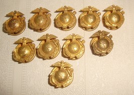WWII US Marine Corps Reserve Collar Lapel Pin Button Eagle Globe &amp; Anchor Lot 10 - £70.08 GBP