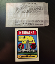 BAXTER LANE CO Nebraska Corn-Huskers VTG Travel Luggage Water Decal Sticker #126 - £31.64 GBP