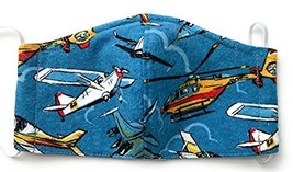 Airplane Helicopter Face Mask, Cessna Helo Fighter Jet F16, 100% cotton flannel  - £13.35 GBP