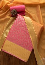 salwar kameez unstiched suit fabric Rani Pink Zariwork Brocade fabric - £81.76 GBP