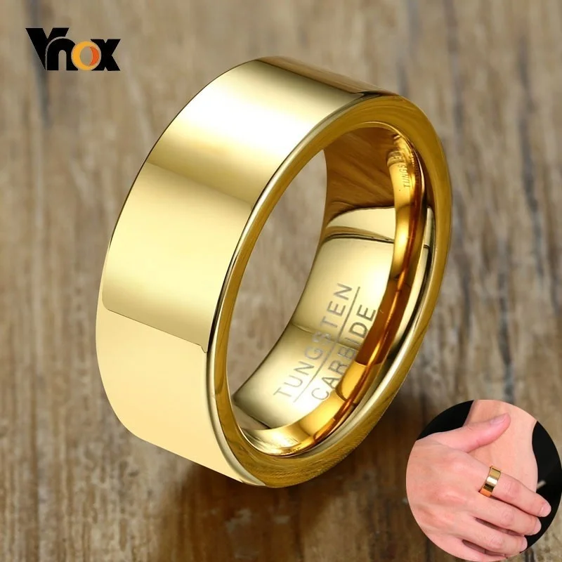 Basic Tungsten Carbide Rings for Men 8MM High Polished GolMale Anel Alliance Ann - £20.08 GBP
