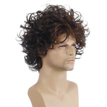 Men Short Wig Curly Synthetic Hair Natural Looking Toupee Cosplay Party ... - £14.84 GBP