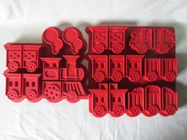 Silicone Train Baking 2 Piece Mold includes Engine, Caboose and 7 Cars Birthday - £7.79 GBP