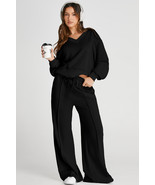 Black V Neck Cropped Seamed High Waist Sports Wear - $51.77