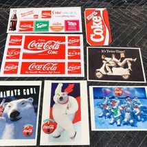 Lot of Vtg Coca Cola advertising Post Cards, Plastic Bottle Brochure, Stickers - £14.53 GBP