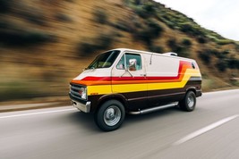 1977 Dodge B100 Tradesman on road  | POSTER | 24X36 Inch | Vintage classic - £16.76 GBP