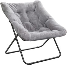 Tiita Saucer Chair, Soft Faux Fur Oversized Folding Accent Chair, Soft Furry - £65.66 GBP