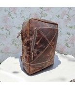Full-Grain Leather Laptop Backpack: Handmade Marbled Work Bag - $5,099.54 MXN