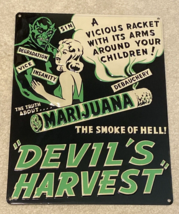 Metal Tin Sign Emboss Wall Plaque - Devils Harvest Smoke-  13” X 17” - £27.67 GBP