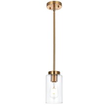 One Light Chandeliers Modern Clear Glass Pendant Lighting Brushed Brass Dining R - £63.14 GBP