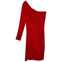 Boston Proper One Shoulder Long Sleeve Ruched Bodycon Christmas Dress Red 0 - $24.74