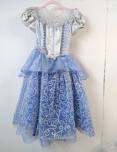 Girls 6/6X (S) Long Princess Dress Blue Short Sleeve Sequins Netting Glitter - $29.02