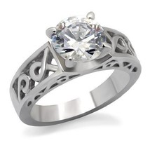 TK069 Men&#39;s Stainless Steel Ring with Clear CZ Accent, Size 9-13, High P... - $24.99