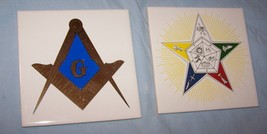 2 Vintage Screencraft Masonic &amp; Eastern Star Ceramic Tiles, Plaques - £17.99 GBP