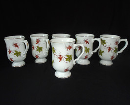 Royal Victoria Mugs Cups Set of 6 Red Grapes Green Leaves English Bone C... - $24.75