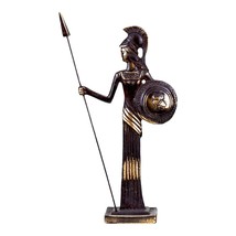 Greek Goddess Athena Minerva with Shield and Spear Real Bronze Metal Art - £57.36 GBP