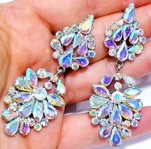 Clip On Chandelier Earrings, Prom Rhinestone Crystal Drop Earrings, Statement Ea - £28.46 GBP