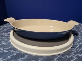 Le Creuset Enamel Cast Iron 28 Blue Enamel Oval Au Gratin Baking Dish Pan Used - £34.49 GBP