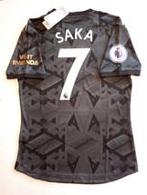 Bukayo Saka #7 Arsenal FC EPL Match Slim Fit Black Away Soccer Jersey 2022-2023 - £79.93 GBP
