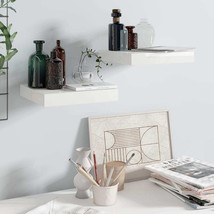  Wall Shelf Set of 2 High gloss white Honeycomb MDF, metal Small - $83.99
