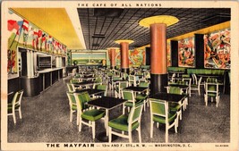 Vtg Postcard, The Mayfair, The Cafe of all Nations, Washington D.C. PM 1938 - £5.07 GBP