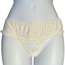 Victoria&#39;s Secret nwt Dream Angels White Velvet &amp; Lace Thong Panty Small... - $13.99