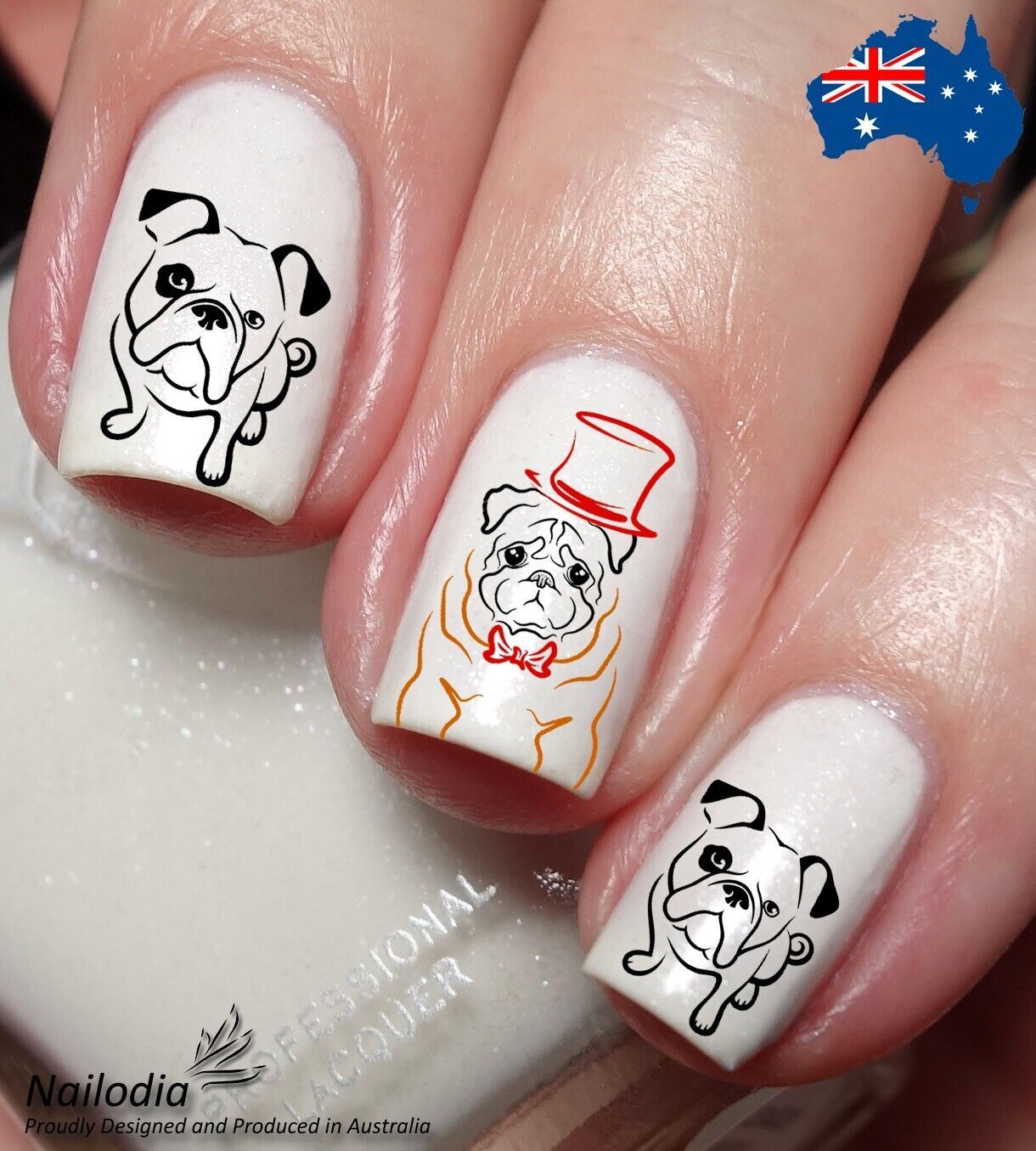 English Bulldog Pet Puppy Nail Art Decal Sticker Water Transfer Slider
