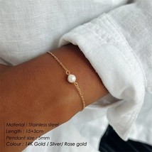 eManco Minimalist Stainless Steel Bracelets for Women Sea Imitation pearls Brace - £10.98 GBP