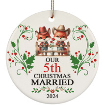 Our 5th Years Christmas Married Ornament Gift 5 Anniversary &amp; Red Fox Co... - $14.80