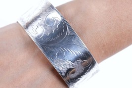 Large Vintage Sterling hand engraved Bangle bracelet - £101.92 GBP