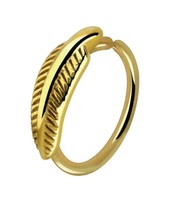 Attached Feather Helix Hoop Gold Tone Anodized Stainless Steel Ear Cuff ... - $190.97 MXN