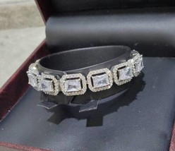 10Ct Emerald Cut Simulated Diamond Pretty Tennis Bracelet Gold Plated 925 Silver - £136.24 GBP