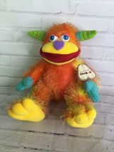 Aurora Zonk The Monster Plush Stuffed Doll Orange Multicolor Fuzzy String Hair - £21.82 GBP