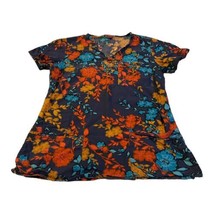Spring Floral Dickies Women&#39;s Scrub Top Shirt Short Sleeve V Neck Size XS Flower - £18.67 GBP