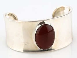 STERLING SILVER AND CARNELIAN CUFF BRACELET, MADE IN MEXICO - £129.52 GBP