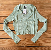 H&amp;M divided NWT women’s ribbed long sleeve Crop shirt size M light green s9 - £9.00 GBP