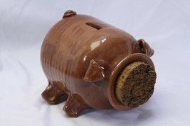 Hand Made Stoneware Clay Pottery Piggy Pig Bank Cork Snout  7 1/2&quot; x 6&quot; x 6 3/4&quot; - $39.19