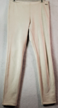 T Tahari Pants Womens Small Tan Faux Leather Flat Front Elastic Waist Skinny Leg - £13.85 GBP