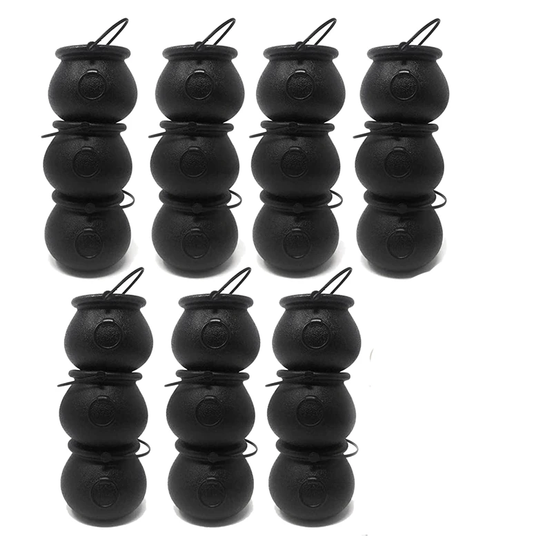 House Home 24 Pack Plastic Black Witch Candy Als Cauldrons,Pot with Handle ,for  - £34.53 GBP