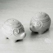 Elephant Festival Ceramic Salt and Pepper Shaker Set 3.54&quot; L Gray - £15.77 GBP
