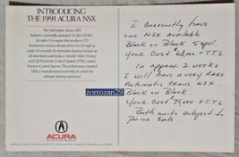 1991 Acura Nsx Vintage Color Postcard - Ee. Uu. - ¡Excelente Original!! - £8.70 GBP