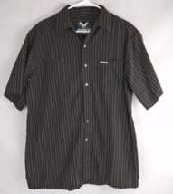 Avirex Men&#39;s Brown Striped Casual Short Sleeved Shirt Size Large - $14.54